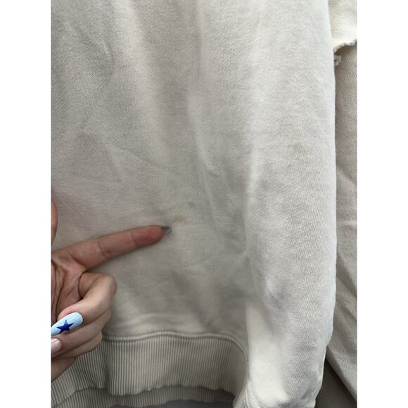 American Eagle Womens Sweatshirt Size Small Tan Hooded Ruffled Long Sleeve - Picture 3 of 11